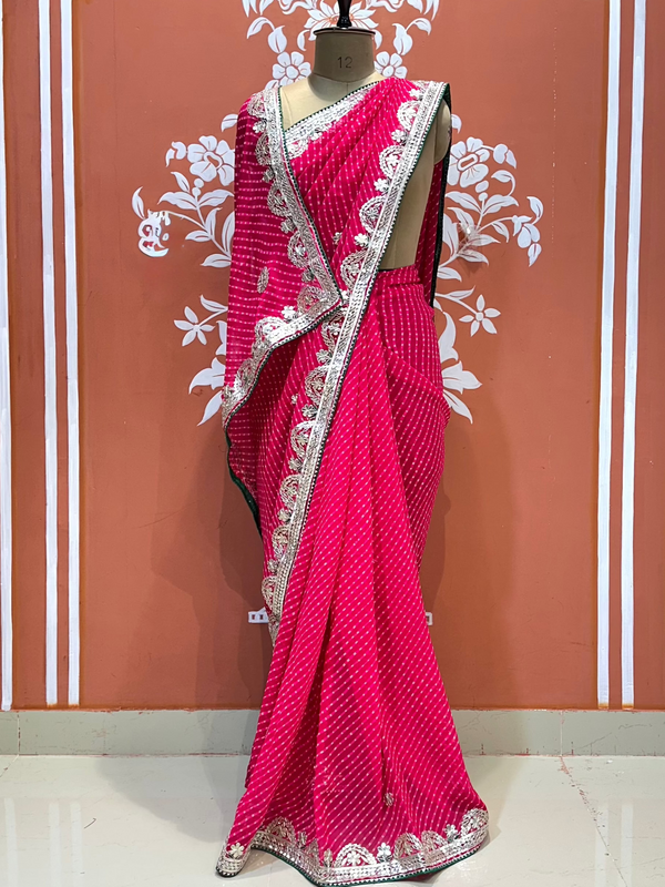 CXC GEORGETTE MOTHRA SILVER WORK SAREE