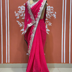 CXC GEORGETTE MOTHRA SILVER WORK SAREE