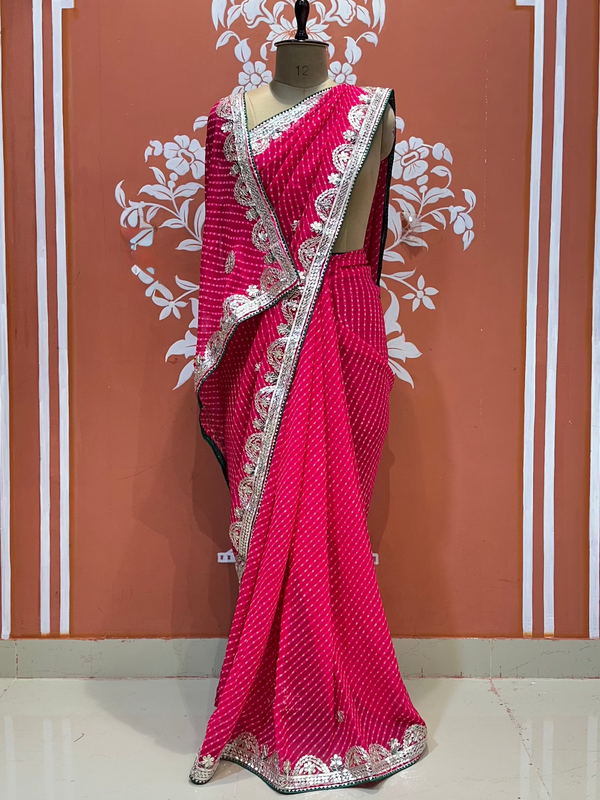CXC GEORGETTE MOTHRA SILVER WORK SAREE