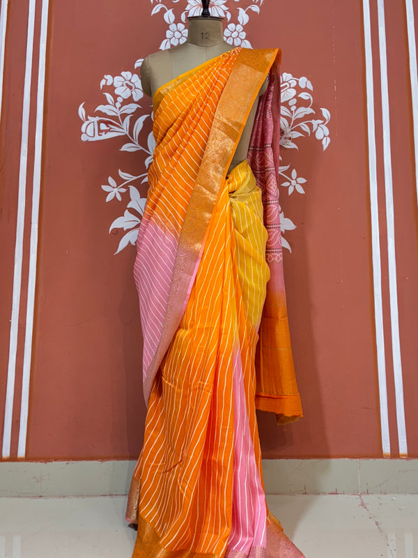 RUSSIAN SILK LEHERIYA SAREE