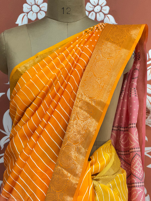 RUSSIAN SILK LEHERIYA SAREE
