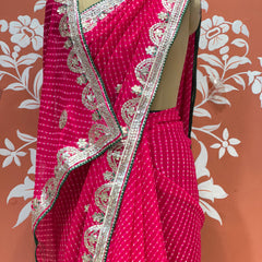 CXC GEORGETTE MOTHRA SILVER WORK SAREE