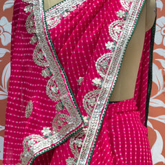 CXC GEORGETTE MOTHRA SILVER WORK SAREE