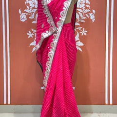 CXC GEORGETTE MOTHRA SILVER WORK SAREE