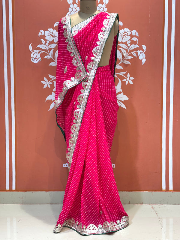 CXC GEORGETTE MOTHRA SILVER WORK SAREE