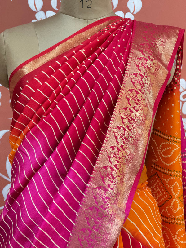 RUSSIAN SILK LEHERIYA SAREE