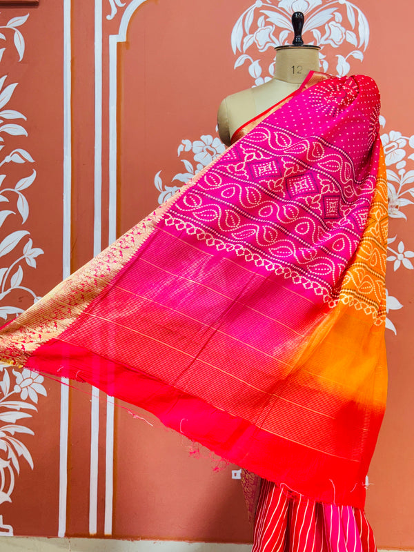 RUSSIAN SILK LEHERIYA SAREE