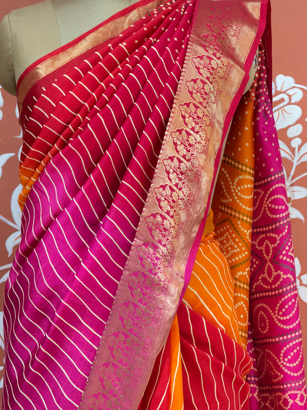 RUSSIAN SILK LEHERIYA SAREE