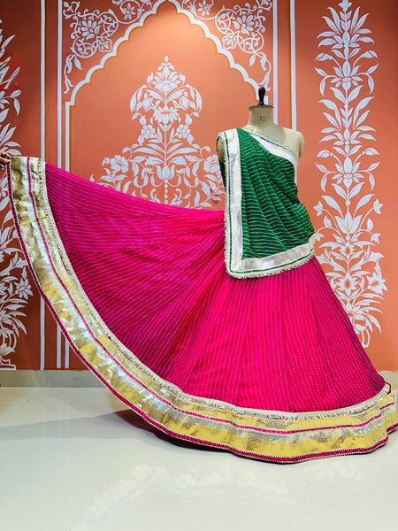 GEORGETTE GOLDEN SILVER WORK EXTRA FLARED LEHENGA