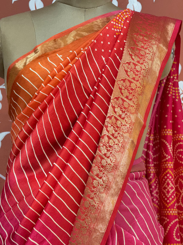RUSSIAN SILK LEHERIYA SAREE