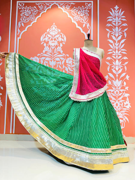 GEORGETTE GOLDEN SILVER WORK EXTRA FLARED LEHENGA