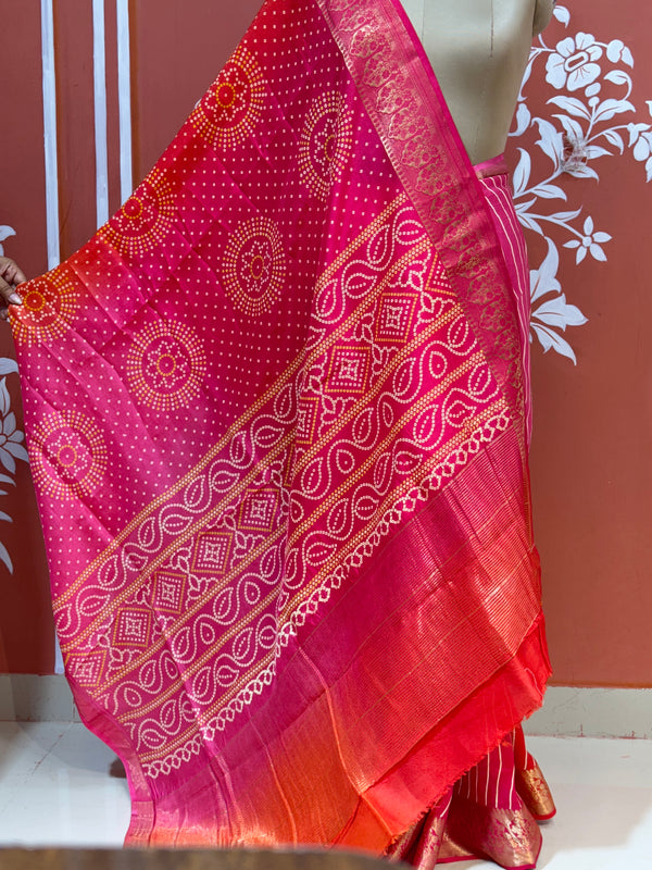 RUSSIAN SILK LEHERIYA SAREE