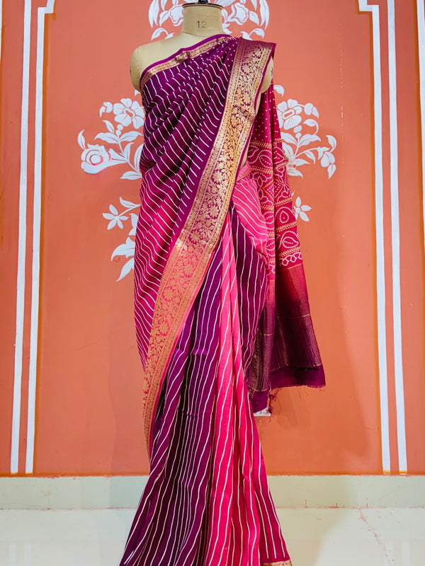 RUSSIAN SILK LEHERIYA SAREE