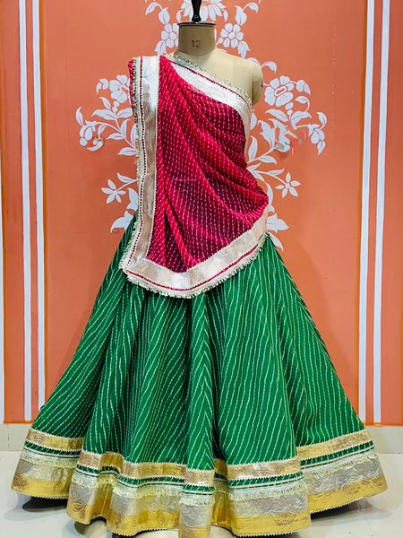 GEORGETTE GOLDEN SILVER WORK EXTRA FLARED LEHENGA