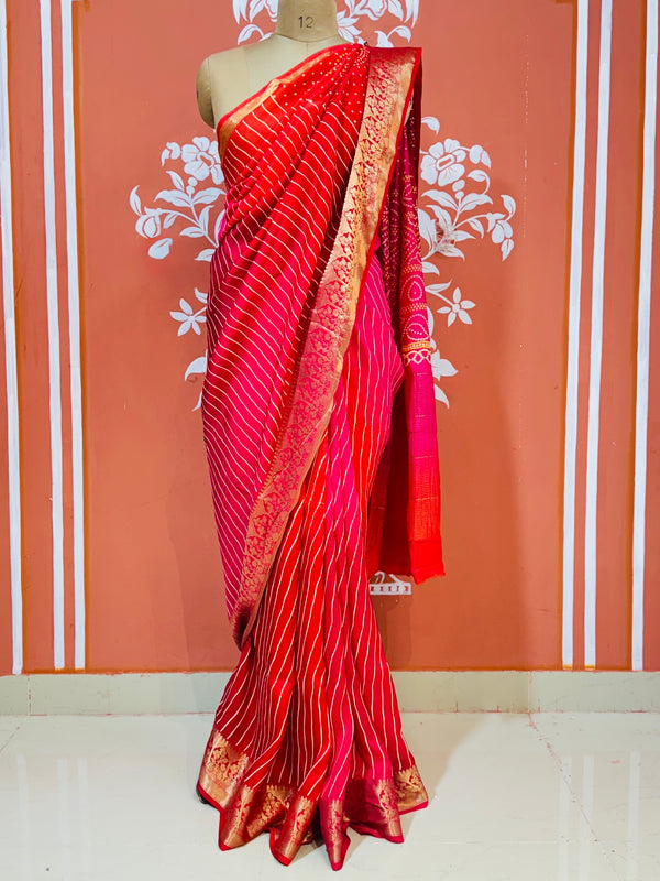 RUSSIAN SILK LEHERIYA SAREE