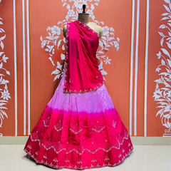 D-UPADA SILK WITH CHINON DUPATTA HANDWORK LEHENGA