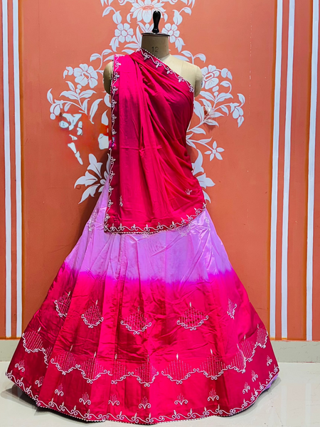 D-UPADA SILK WITH CHINON DUPATTA HANDWORK LEHENGA