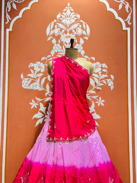 D-UPADA SILK WITH CHINON DUPATTA HANDWORK LEHENGA