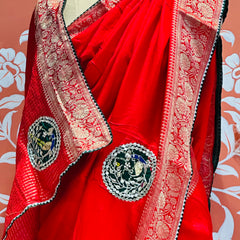13 BOOTA PURE RUSSIAN SILK ZARI PATCHWORK GOTA PATTI SAREE