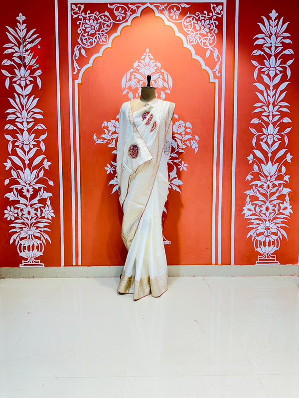 13 BOOTA PURE RUSSIAN SILK ZARI PATCHWORK GOTA PATTI SAREE