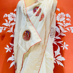 13 BOOTA PURE RUSSIAN SILK ZARI PATCHWORK GOTA PATTI SAREE
