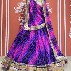 BHANDEJ GOLDEN SILVER WORK BIG FLARED LEHENGA