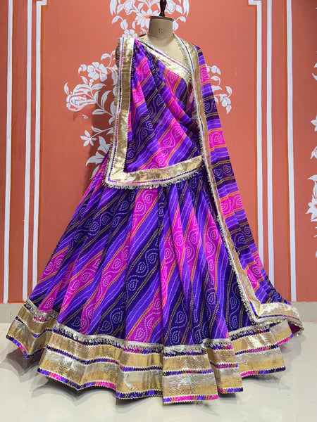 BHANDEJ GOLDEN SILVER WORK BIG FLARED LEHENGA