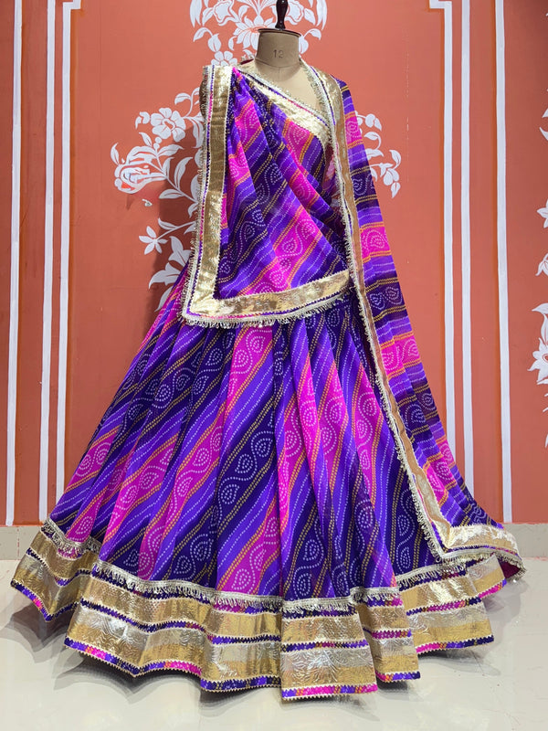 BHANDEJ GOLDEN SILVER WORK BIG FLARED LEHENGA