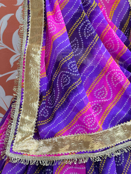 BHANDEJ GOLDEN SILVER WORK BIG FLARED LEHENGA