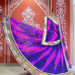 BHANDEJ GOLDEN SILVER WORK BIG FLARED LEHENGA