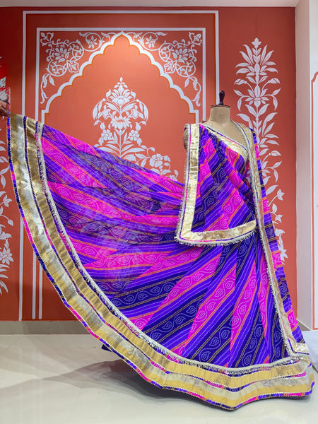 BHANDEJ GOLDEN SILVER WORK BIG FLARED LEHENGA