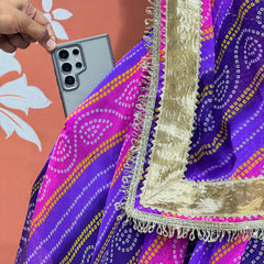 BHANDEJ GOLDEN SILVER WORK BIG FLARED LEHENGA