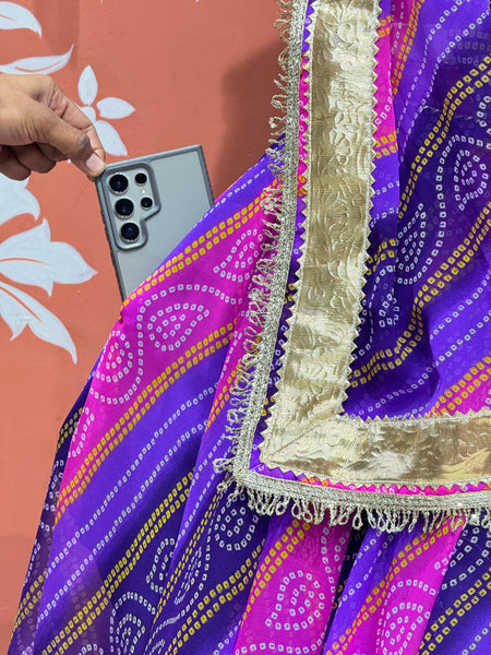 BHANDEJ GOLDEN SILVER WORK BIG FLARED LEHENGA