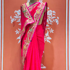 LEHERIYA MOTHRA GOTA PATTI HANDWORK SAREE