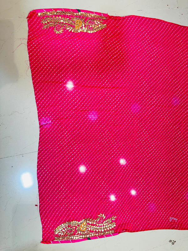 LEHERIYA MOTHRA GOTA PATTI HANDWORK SAREE