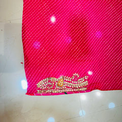 LEHERIYA MOTHRA GOTA PATTI HANDWORK SAREE