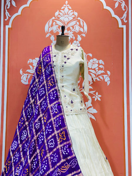 PURE COSMOS TISSUE SILK HANDWORK FULL STICHED INDO WESTERN
