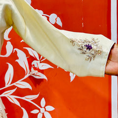PURE COSMOS TISSUE SILK HANDWORK FULL STICHED INDO WESTERN