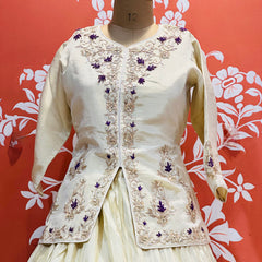 PURE COSMOS TISSUE SILK HANDWORK FULL STICHED INDO WESTERN