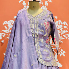 PURE COSMOS TISSUE SILK HANDWORK FULL STICHED INDO WESTERN