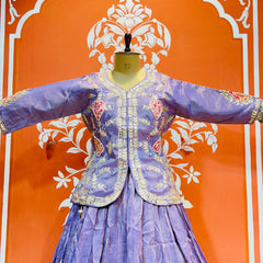 PURE COSMOS TISSUE SILK HANDWORK FULL STICHED INDO WESTERN