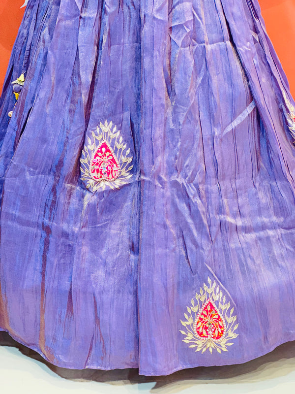 PURE COSMOS TISSUE SILK HANDWORK FULL STICHED INDO WESTERN
