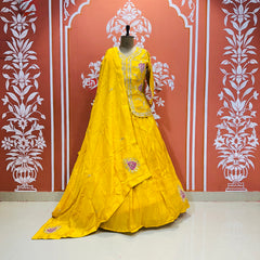PURE COSMOS TISSUE SILK HANDWORK FULL STICHED INDO WESTERN
