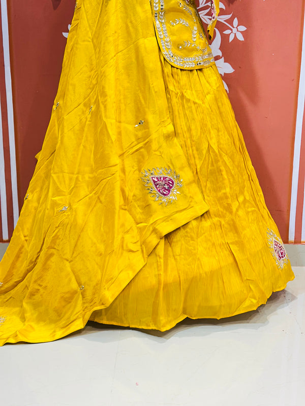 PURE COSMOS TISSUE SILK HANDWORK FULL STICHED INDO WESTERN