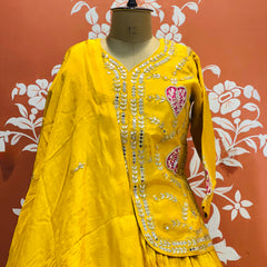 PURE COSMOS TISSUE SILK HANDWORK FULL STICHED INDO WESTERN