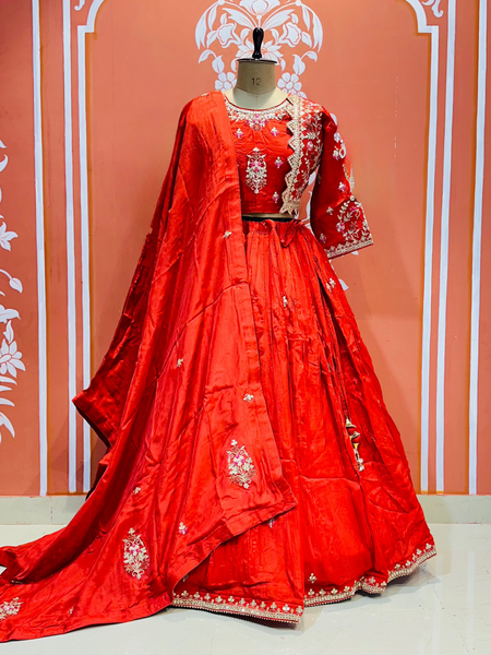 PURE COSMOS TISSUE SILK HANDWORK FULL STICHED INDO WESTERN