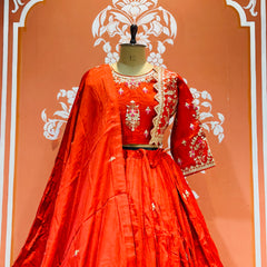 PURE COSMOS TISSUE SILK HANDWORK FULL STICHED INDO WESTERN