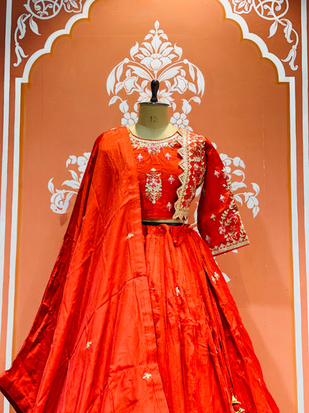 PURE COSMOS TISSUE SILK HANDWORK FULL STICHED INDO WESTERN