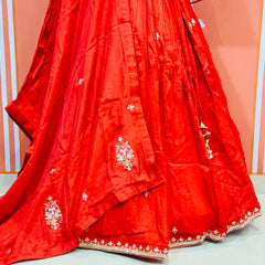 PURE COSMOS TISSUE SILK HANDWORK FULL STICHED INDO WESTERN