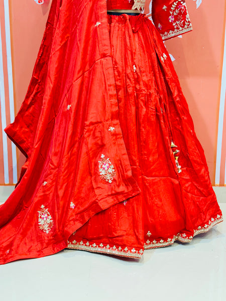 PURE COSMOS TISSUE SILK HANDWORK FULL STICHED INDO WESTERN